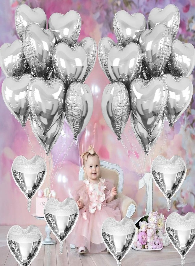 AMFIN® (Pack of 10) 18 Inch Silver Heart Shaped Balloons/Heart shape balloons for decoration - Silver - Image 4
